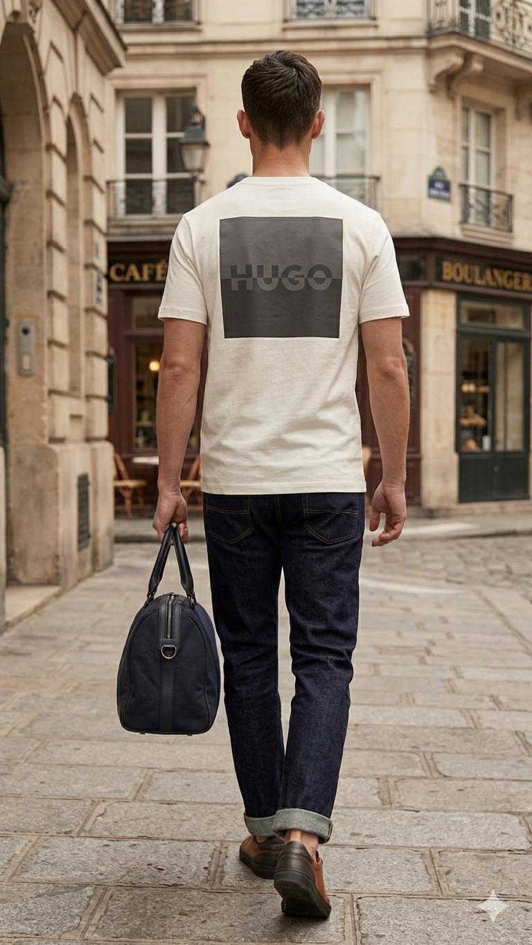 Hugo's white T-shirt
