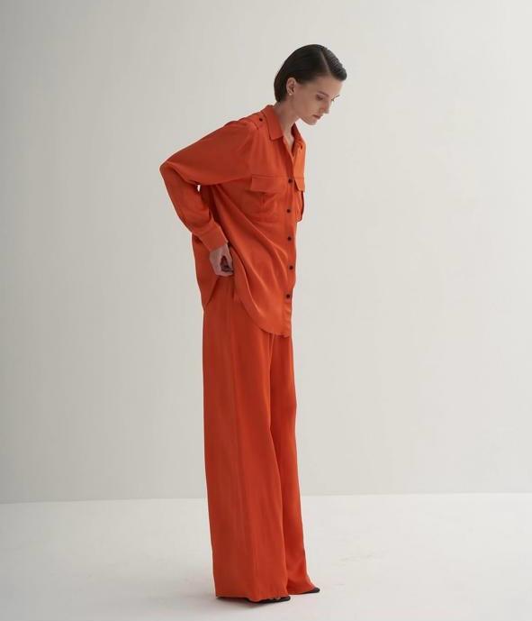 Orange Satin Two-Piece Set