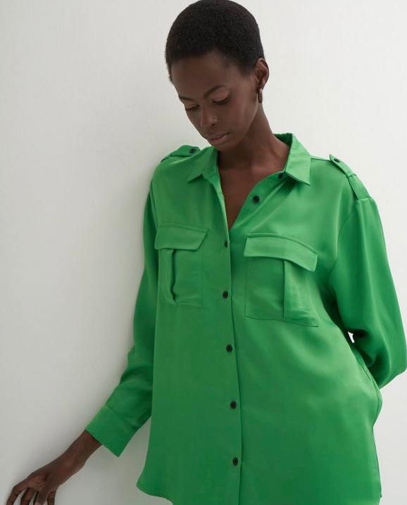 Satin green two-piece