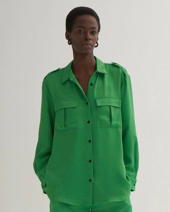 Satin green two-piece